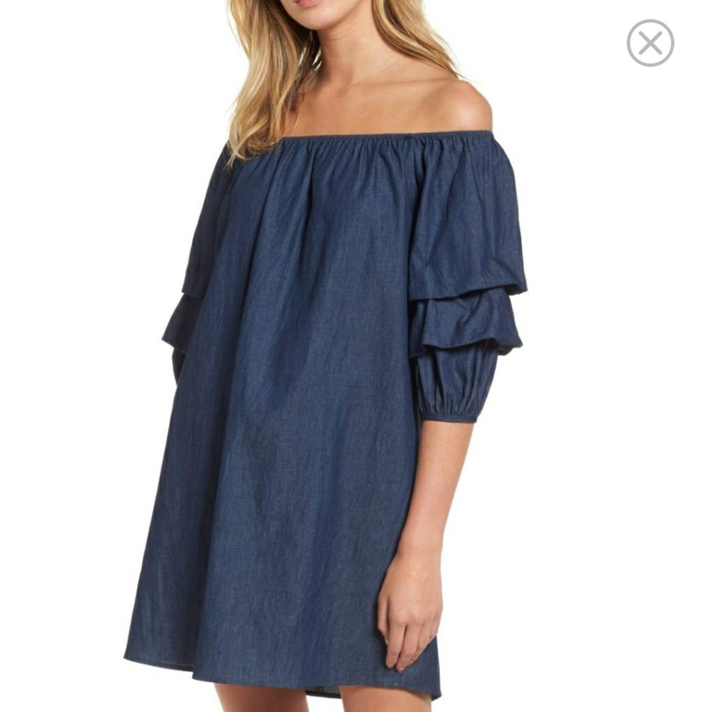BP off the shoulder denim dress