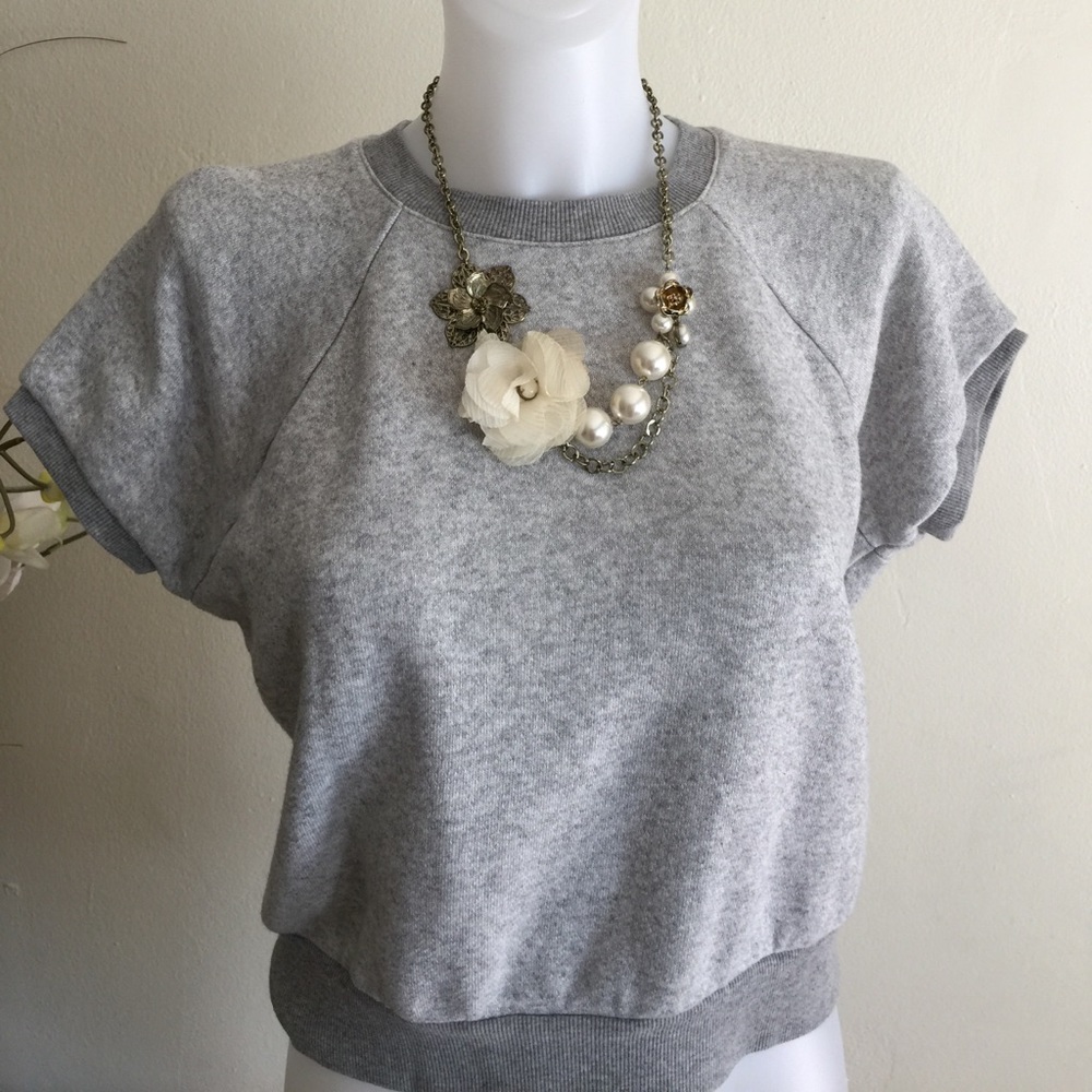 Rag & Bone/Jean Short- Sleeve Grey Sweatshirt