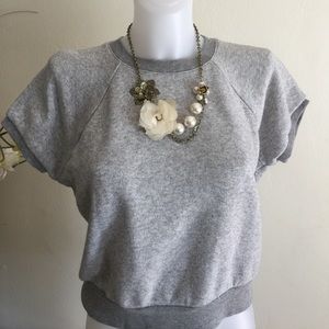 Rag & Bone/Jean Short- Sleeve Grey Sweatshirt