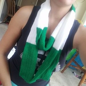 Green and white scarf