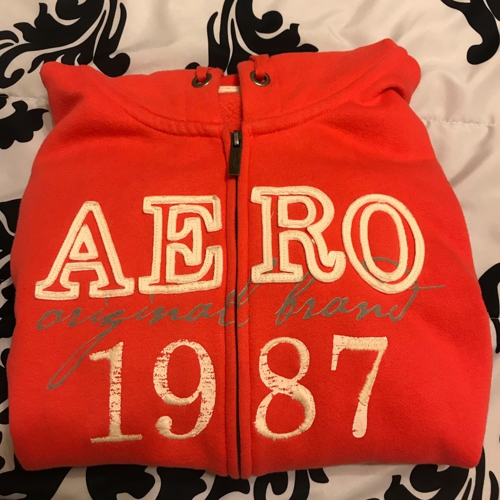 Aeropostale Coral Zipper Hoodie Sweater