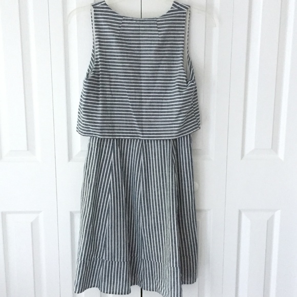 Womens grey and white striped dress - Picture 2 of 4