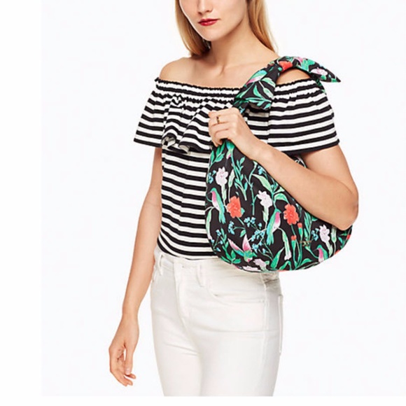 NEW Kate Spade Floral Bird Garden Pattern Hobo Bag - Picture 8 of 8