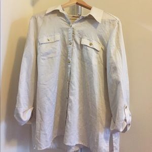 White dress shirt with gold buttons