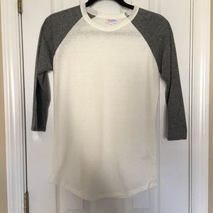 Gray and white LuLaRoe Randy Tee NWOT