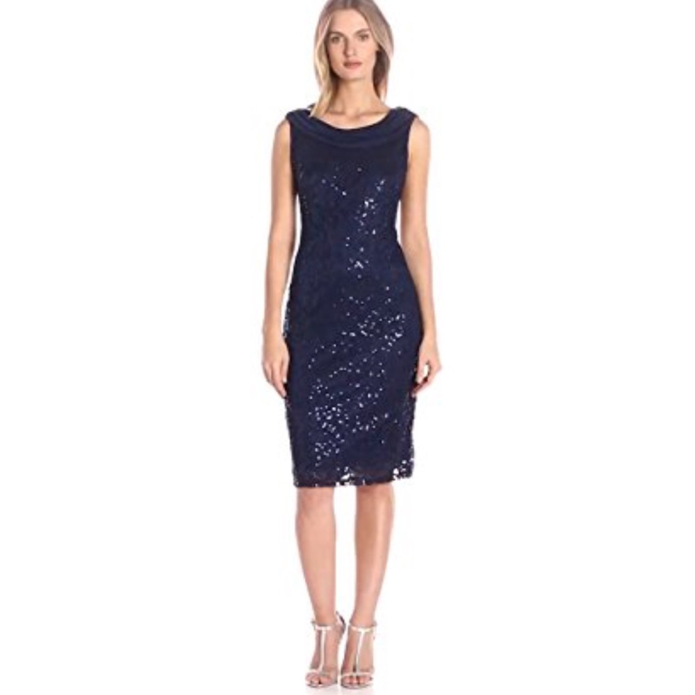 Women's Lace Dress Chiffon Front and Drape Back