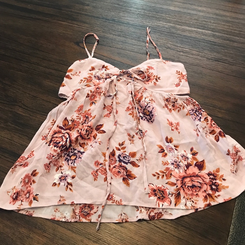 Floral cut out top
