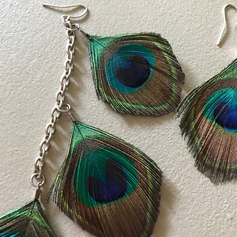 Peacock dangly earrings - Picture 5 of 8