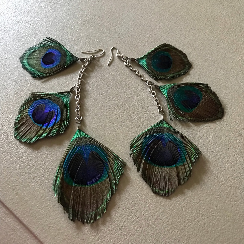 Peacock dangly earrings - Picture 7 of 8