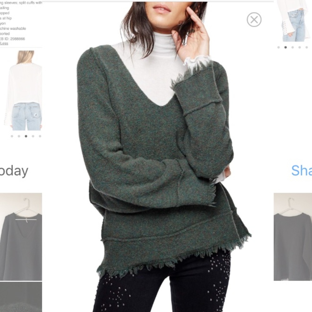 Free People Iresistible Fringe Sweater in Green