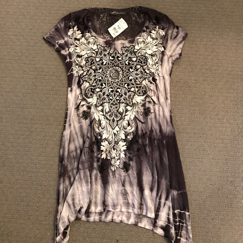 Rhinestone mesh back shirt