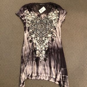 Rhinestone mesh back shirt