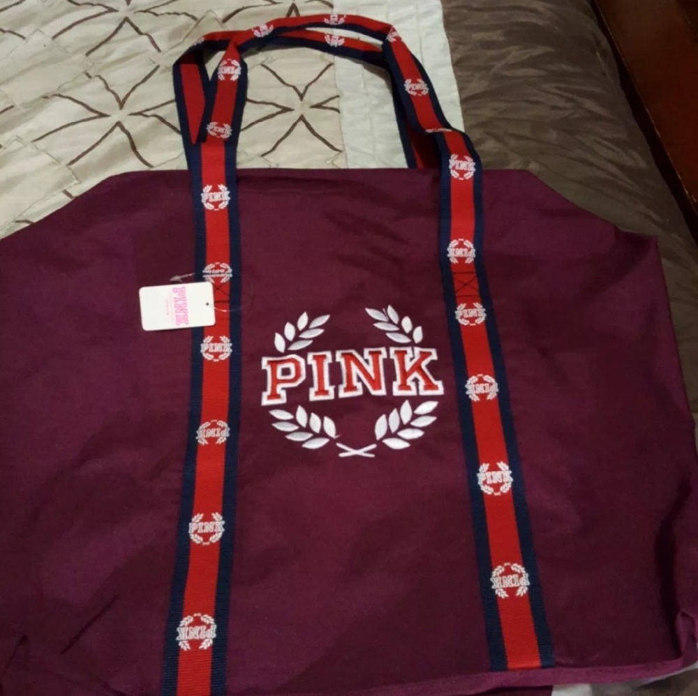 Pink duffle bag
