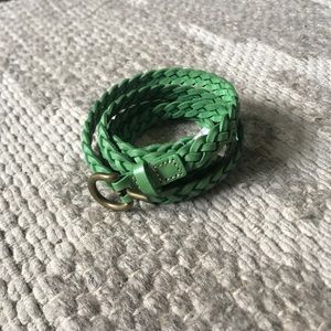 Green Braided Leather Belt