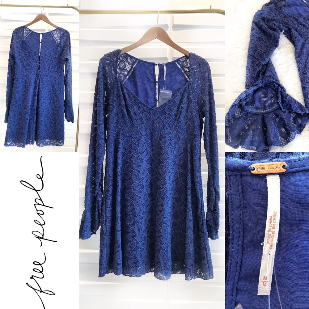 ✨NEW ✨ Free People Lace Retro Flared Sleeve Dress