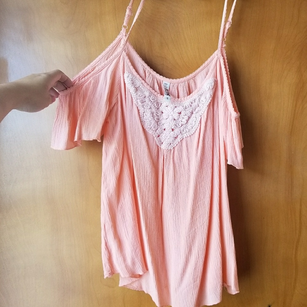 Coral off shoulder top