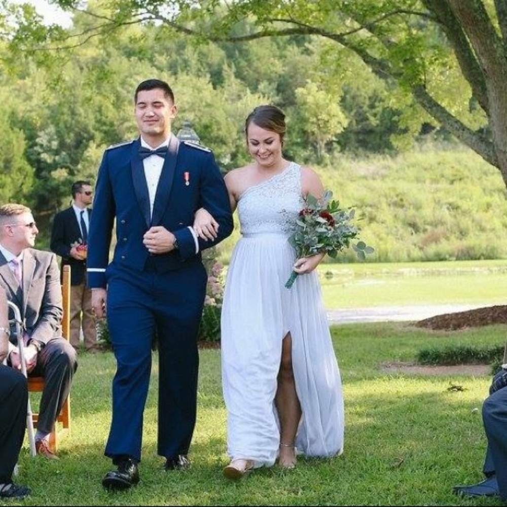 David’s bridal bridesmaid dress in MYSTIC