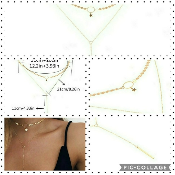 WILA Jewelry - LAYERED STAR CIRCLE DROP BAR NECKLACE