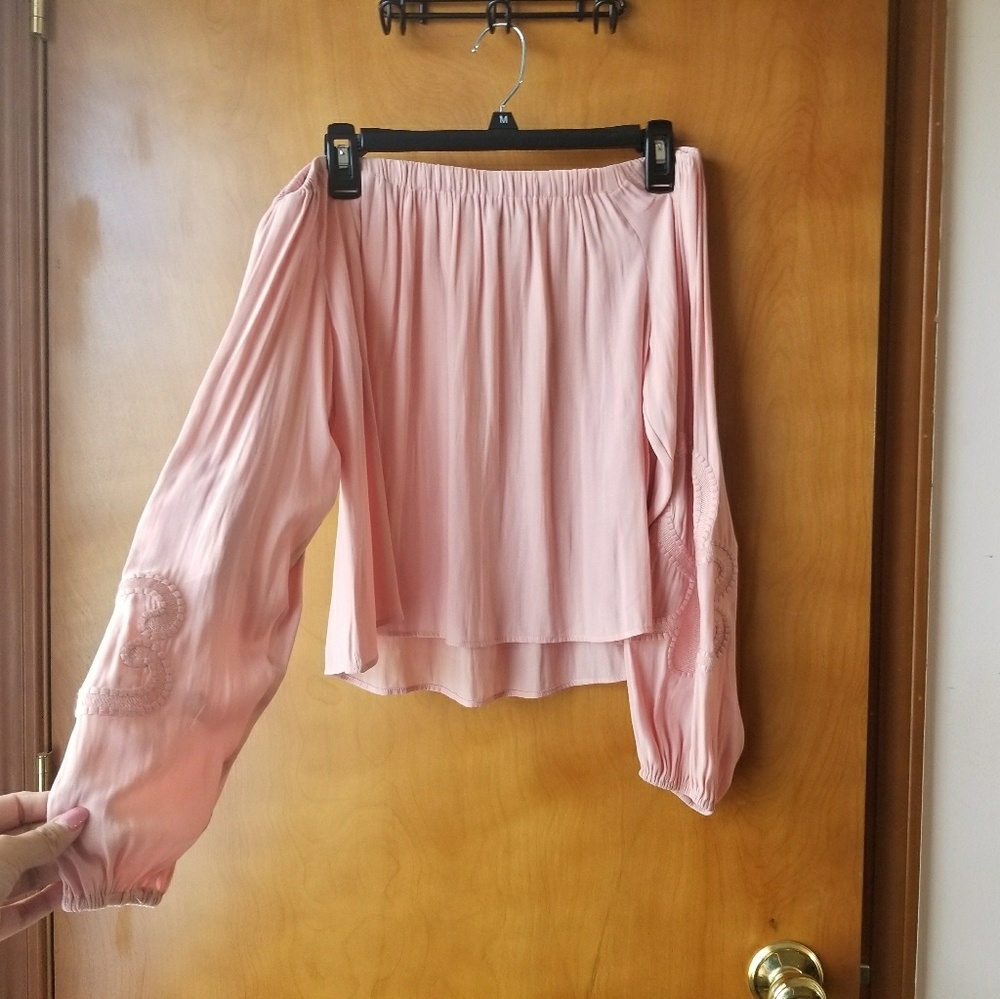 Pink off the shoulder blouse