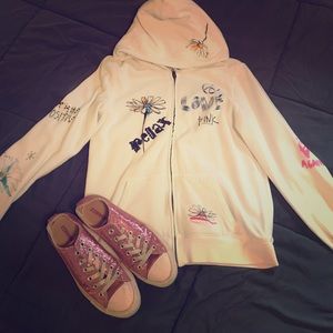 White Victoria’s Secret PINK zip up hoodie