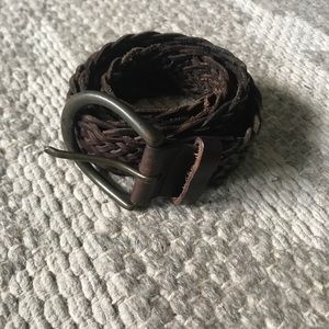 Brown Braided Leather Belt