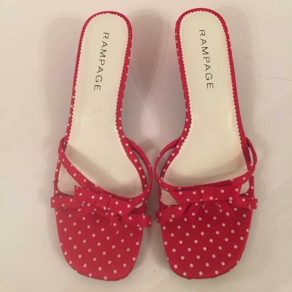 Rampage Shoes - Rampage Red & White Polka Dot Kitten Heel Sandals