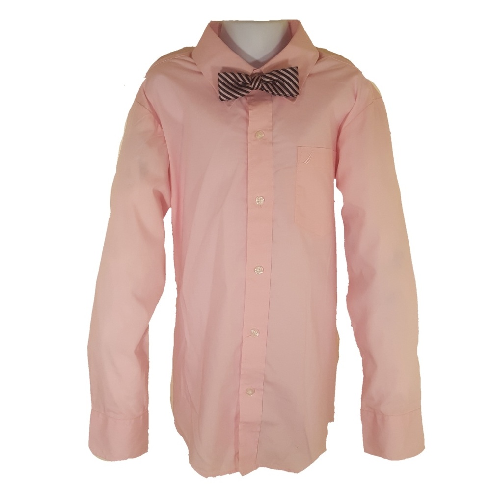 Nautica Boys Pink Broadcloth Shirt and Bow Tie Set