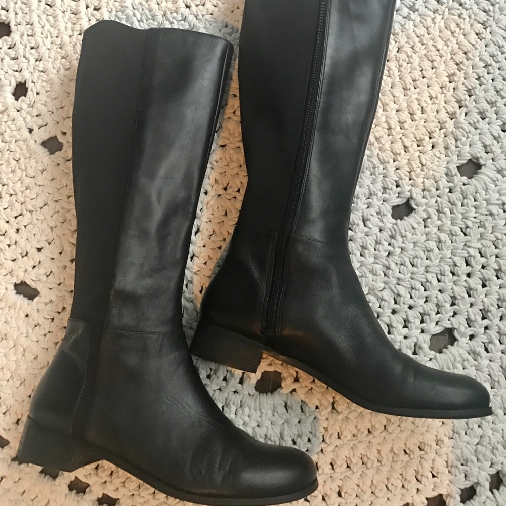Sale! Nine West Two Tone Tall Black Leather Boots