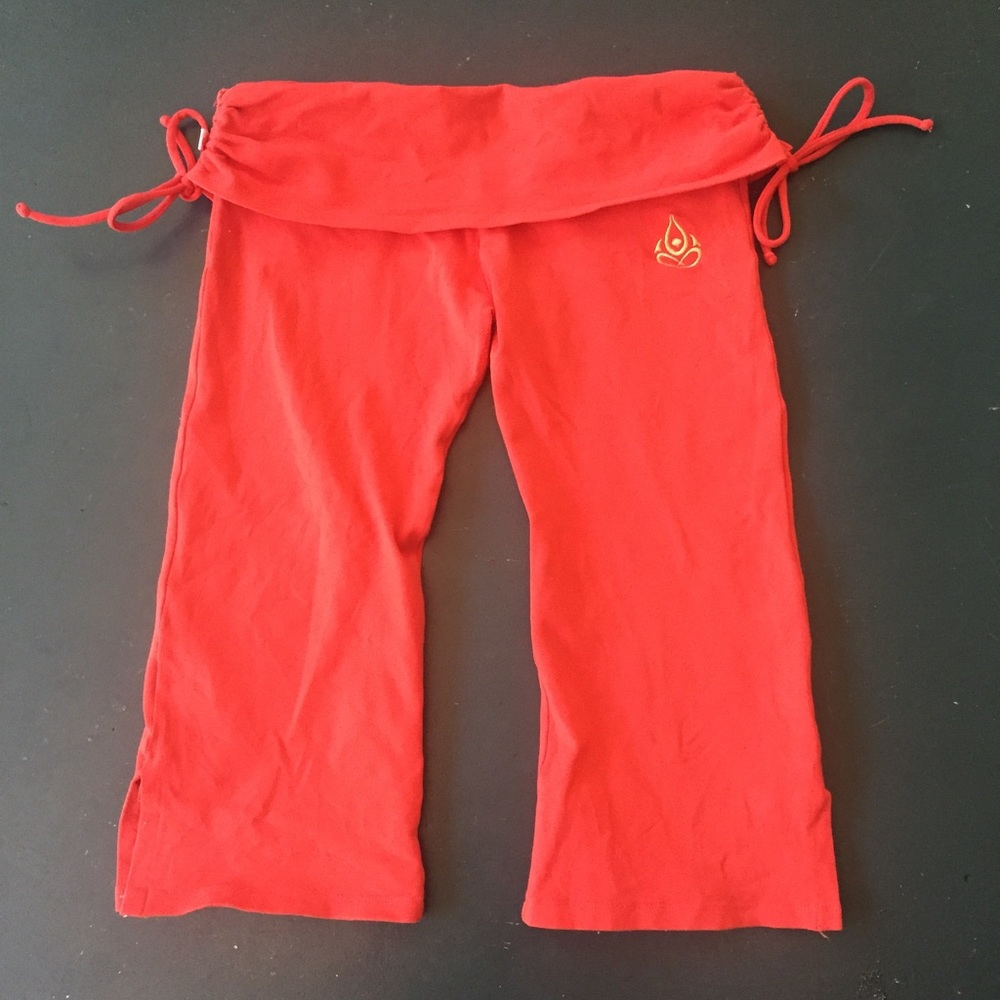 Shakti fold over yoga capris with drawstring sides