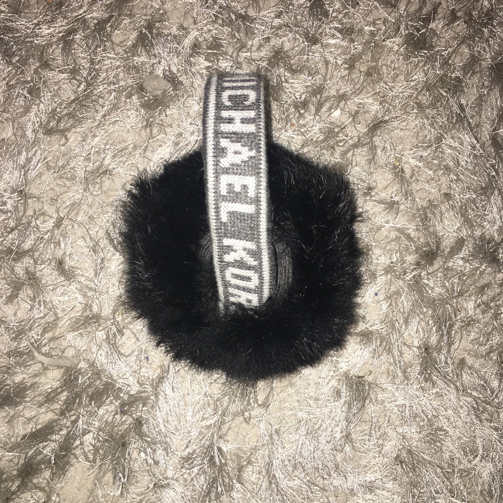 Gray and Black Michael Kors Fur Earmuffs