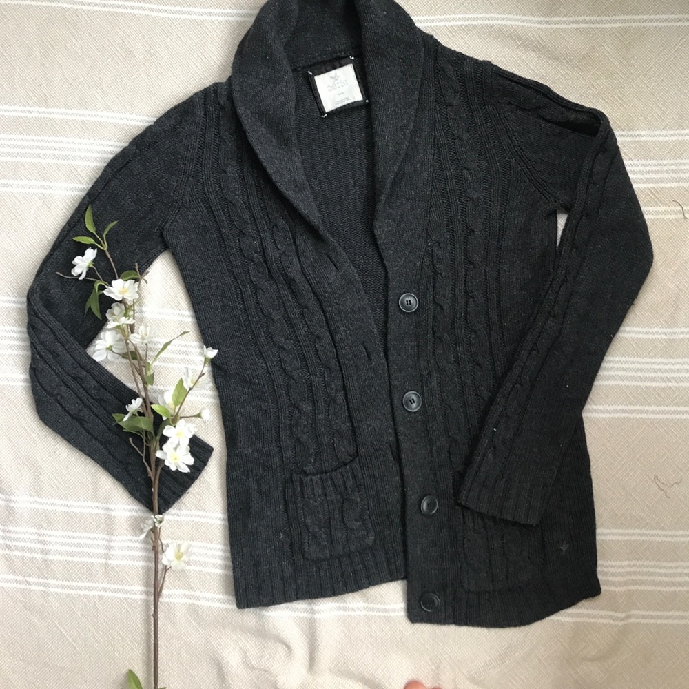 Gray aerie button up sweater