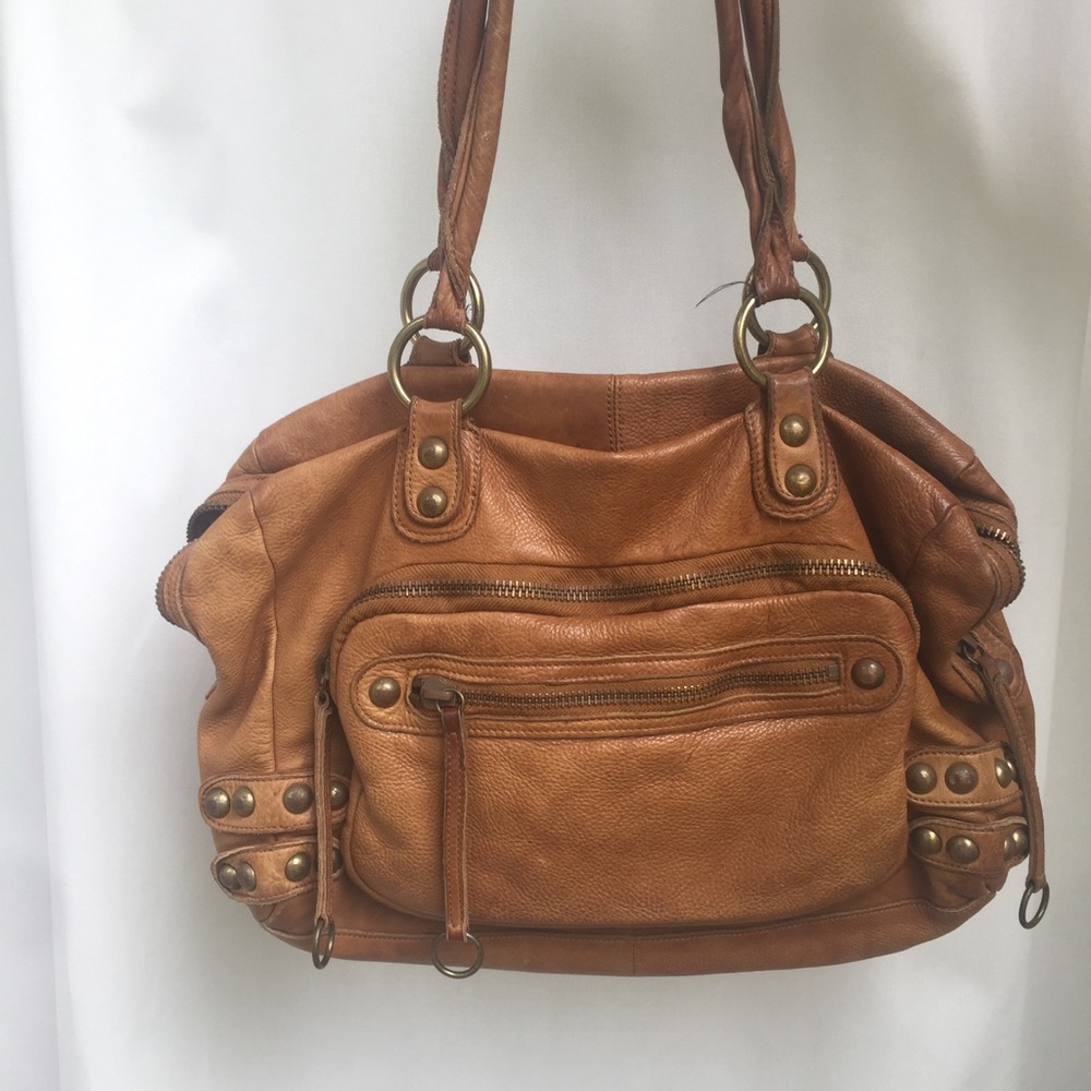 Tan leather side purse - authentic Linea Pelle