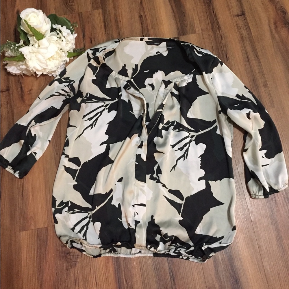 Black and White Floral Bouse - #999
