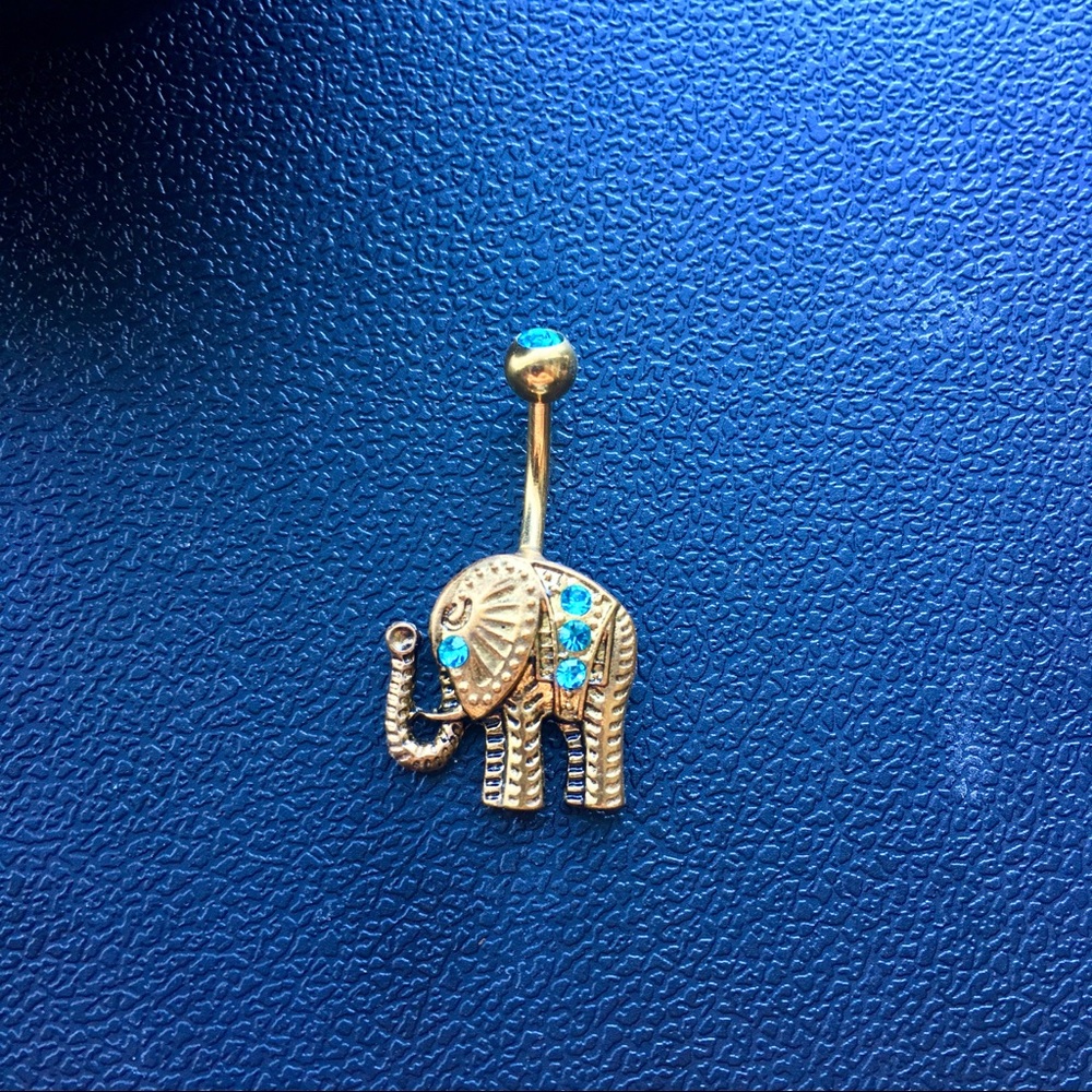 Gold Elephant Pendant Belly Ring