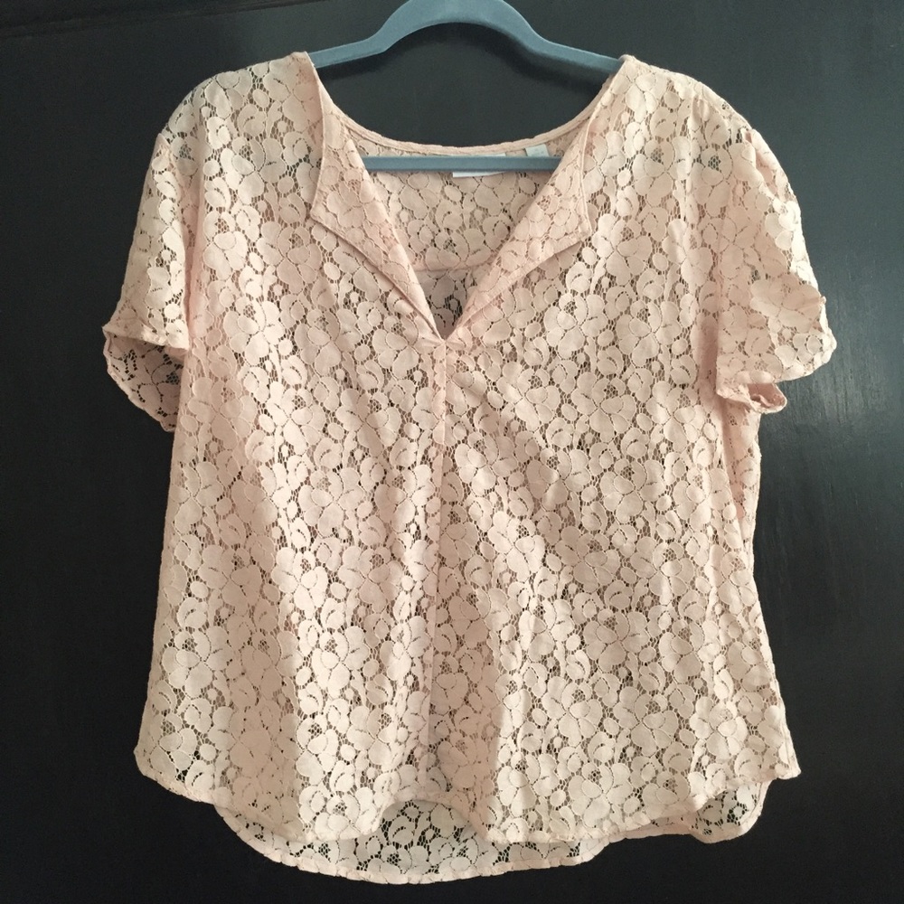 Floral Lace/Crotchet Short Sleeve Top