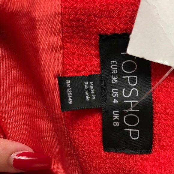 TOP SHOP Orange Pleated skirt - Picture 4 of 5