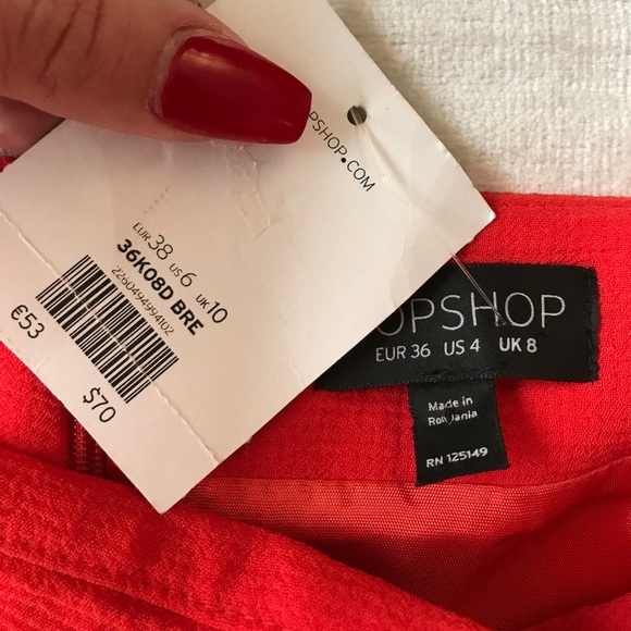 TOP SHOP Orange Pleated skirt - Picture 5 of 5