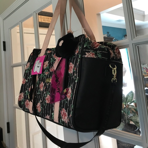 Betsey Johnson Floral Weekender w Flower Charm - Picture 2 of 8