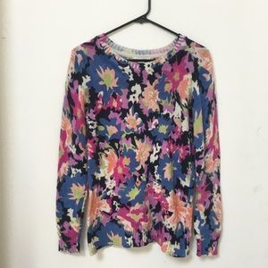 Soft Multi-Color Abstract Floral Print Sweater