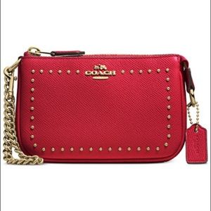 COACH NOLITA pebble leather || GOLD studs True Red