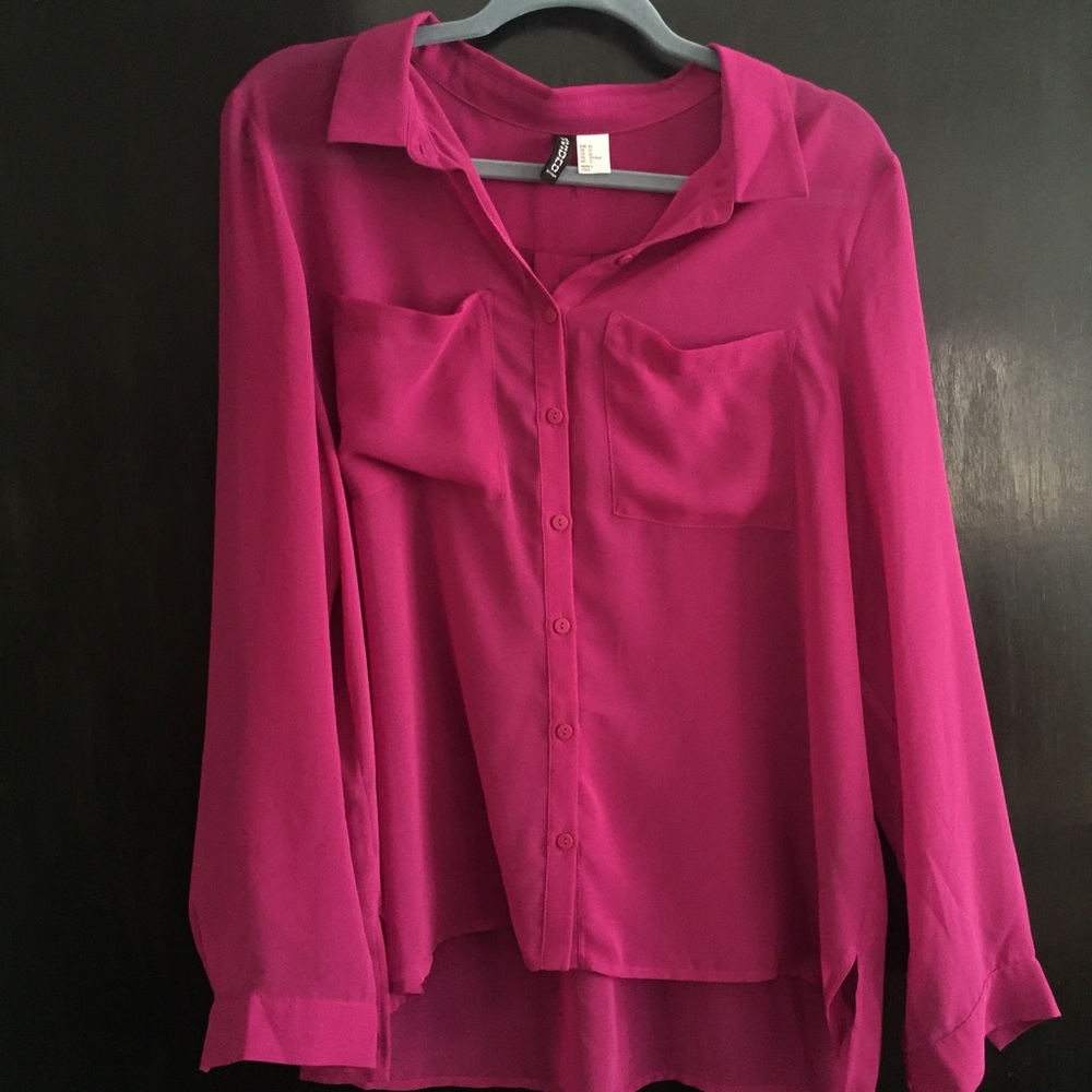 Fuschia/Magenta Button Down h&m blouse