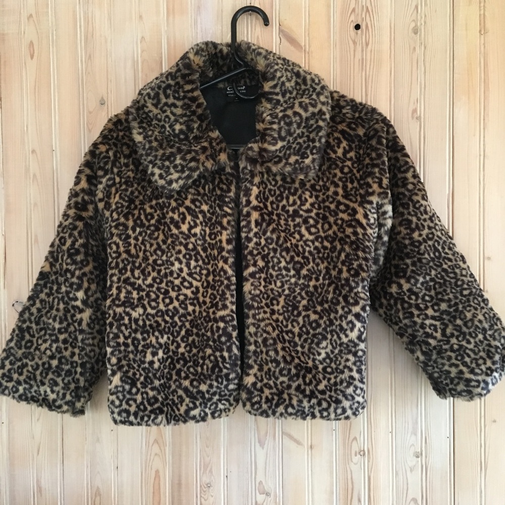 Faux Leopard Print Shrug Jacket