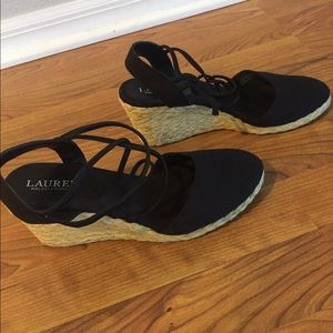 Ralph Lauren Strappy Black Espadrilles