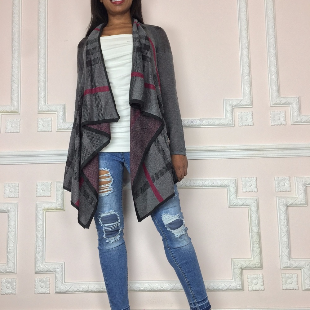 NEW cute plaid coat shawl throw coat - Picture 3 of 8