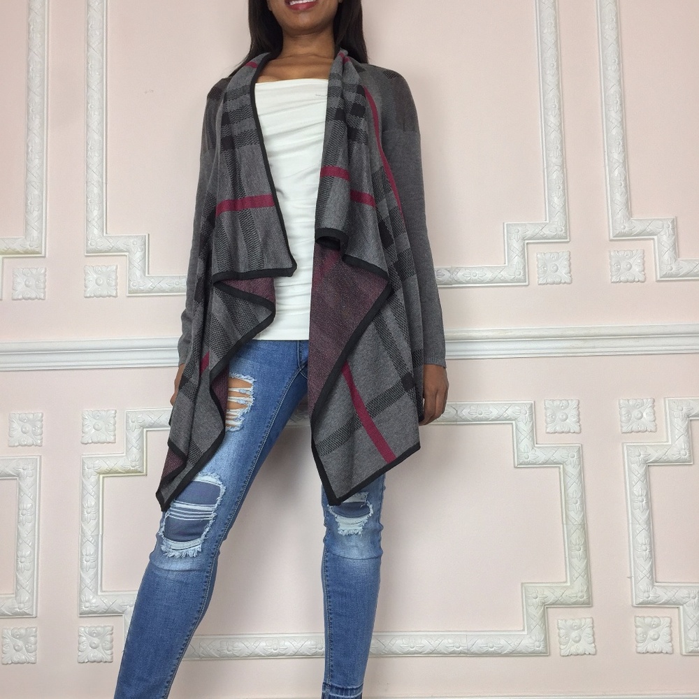 NEW cute plaid coat shawl throw coat - Picture 4 of 8