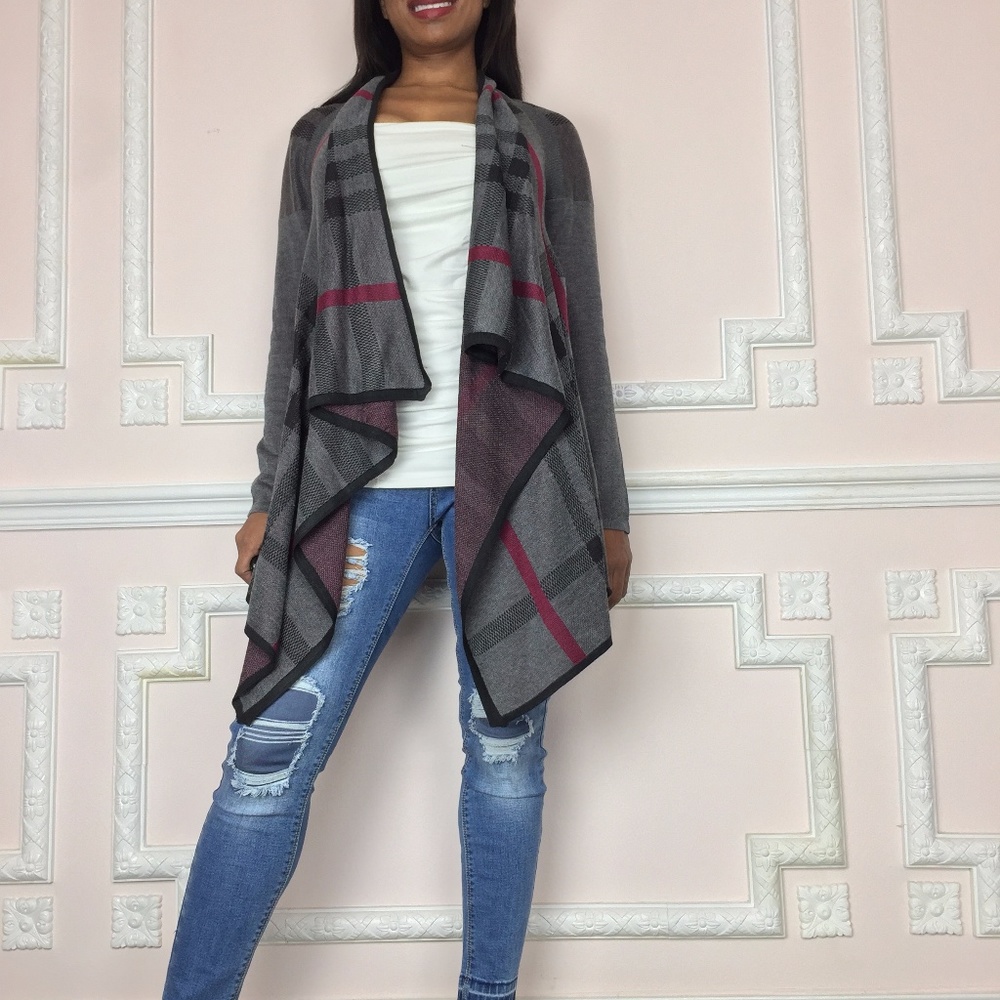 NEW cute plaid coat shawl throw coat - Picture 7 of 8