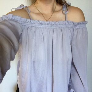 Off the shoulder lavender blouse