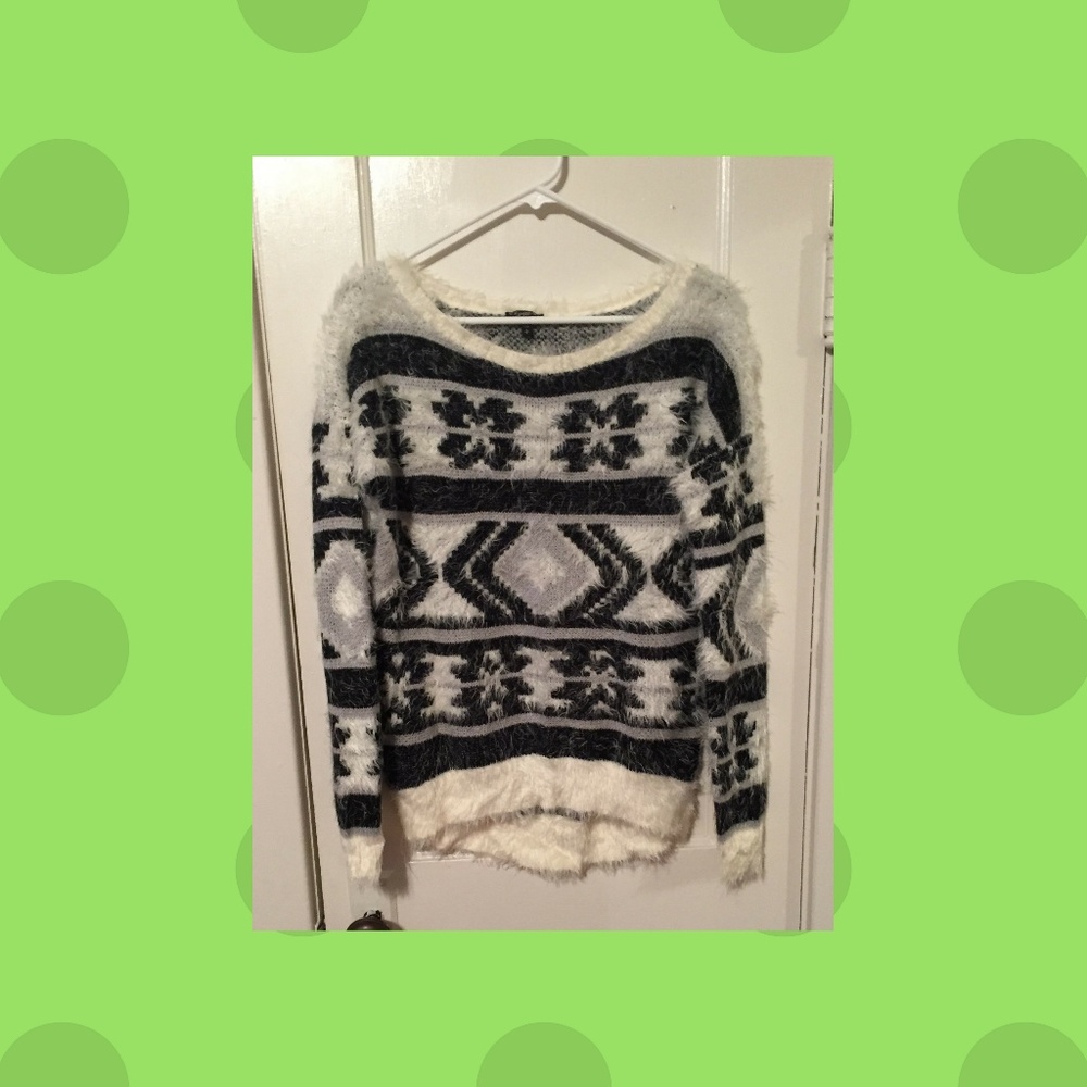 express aztec print super soft fuzzy sweater