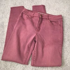 Maroon Washed American Eagle Jeggings