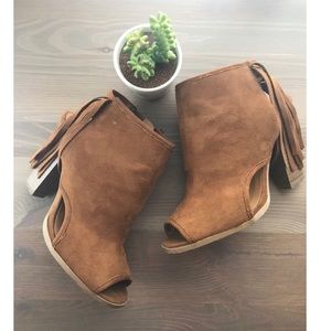 Fringe Peep-Toe Booties